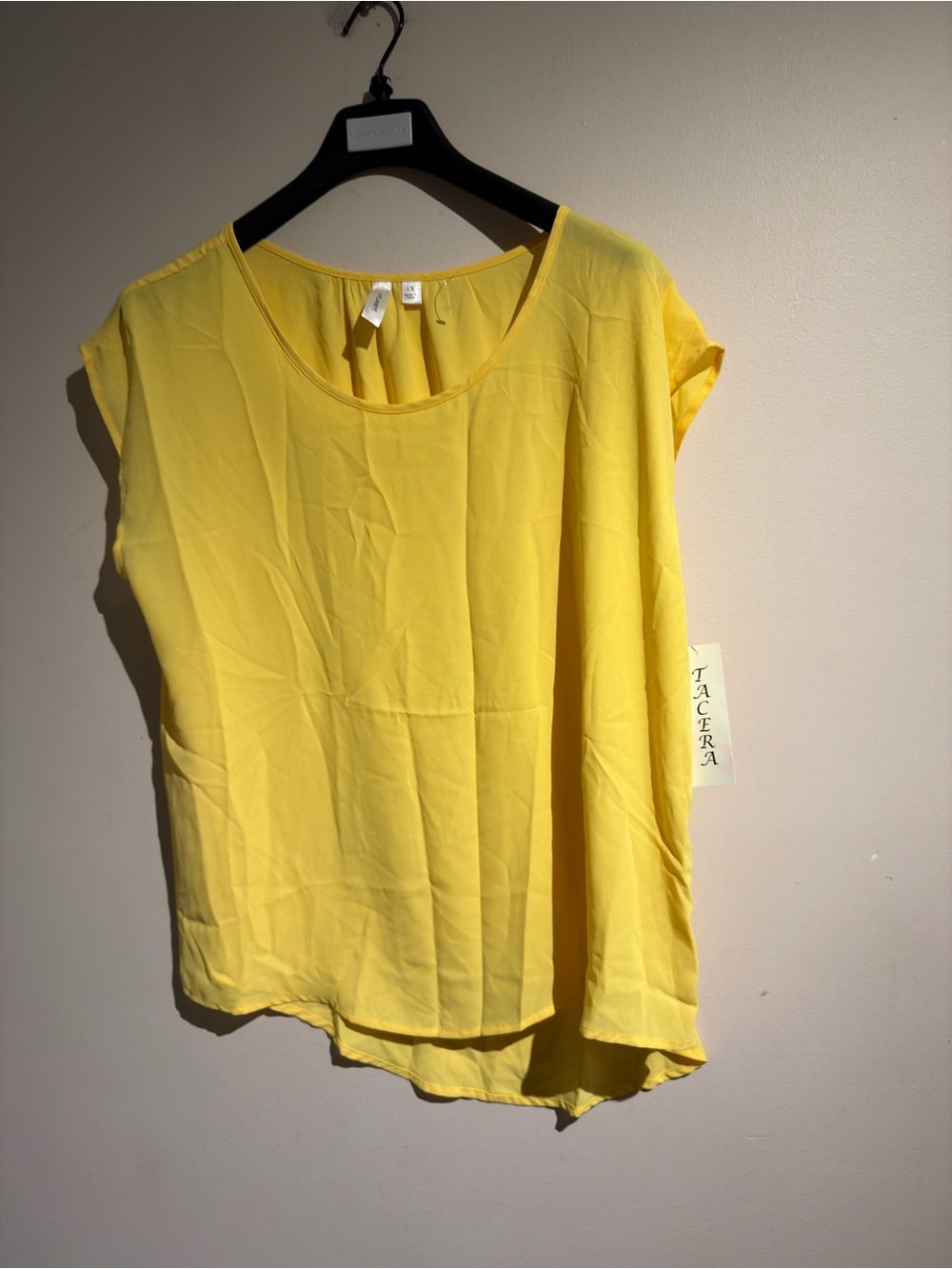 Tacera Yellow Short Sleeve Scoop Neck Blouse